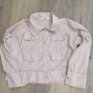 Giocam Tan 100% Cotton Crop Jacket Women's Small